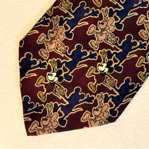 Mickey Mouse Dancing Mens Silk Tie Maroon Blue